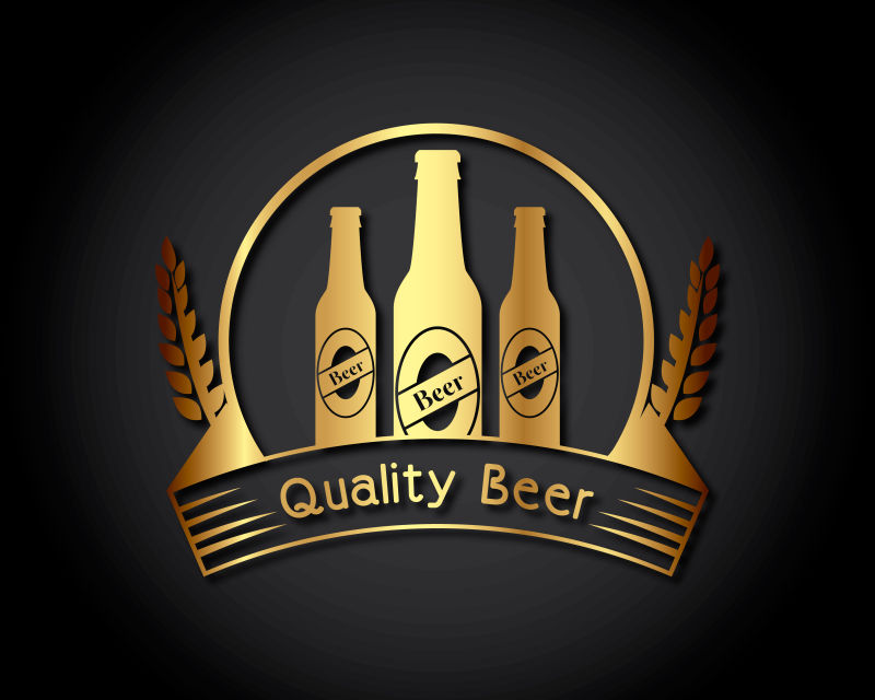 创意矢量金色优质啤酒标志设计