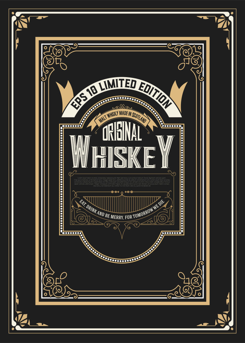 矢量抽象复古威士忌标签设计