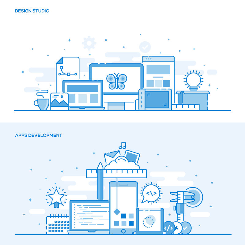 设计工作室和应用程序开发矢量