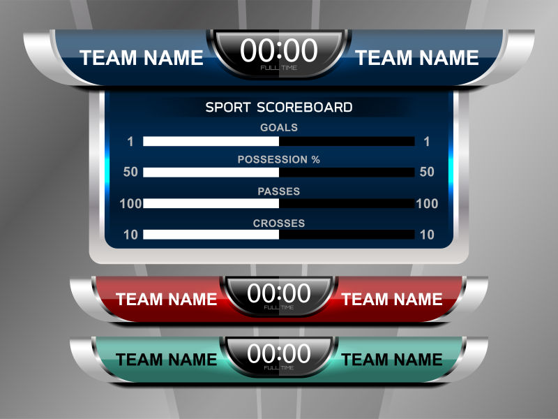蓝色足球记分板设计矢量