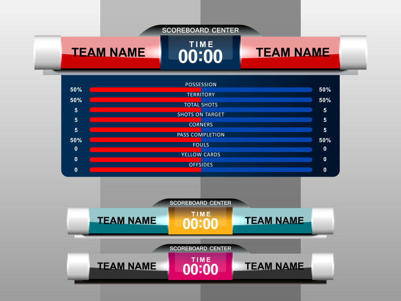 红蓝色足球记分牌矢量