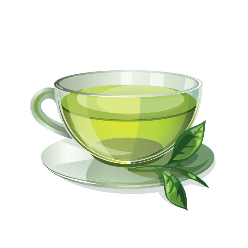 一杯绿茶矢量插图