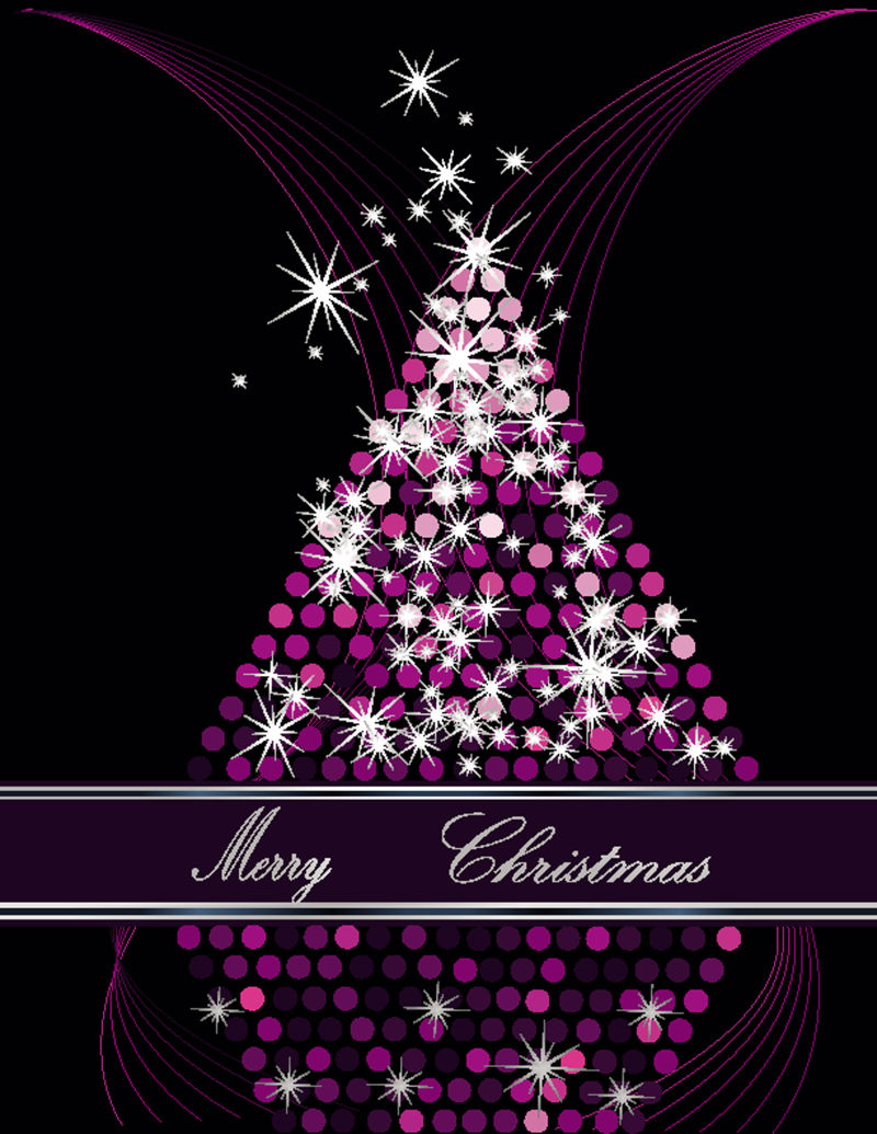 圣诞树粉红色和银色矢量插图