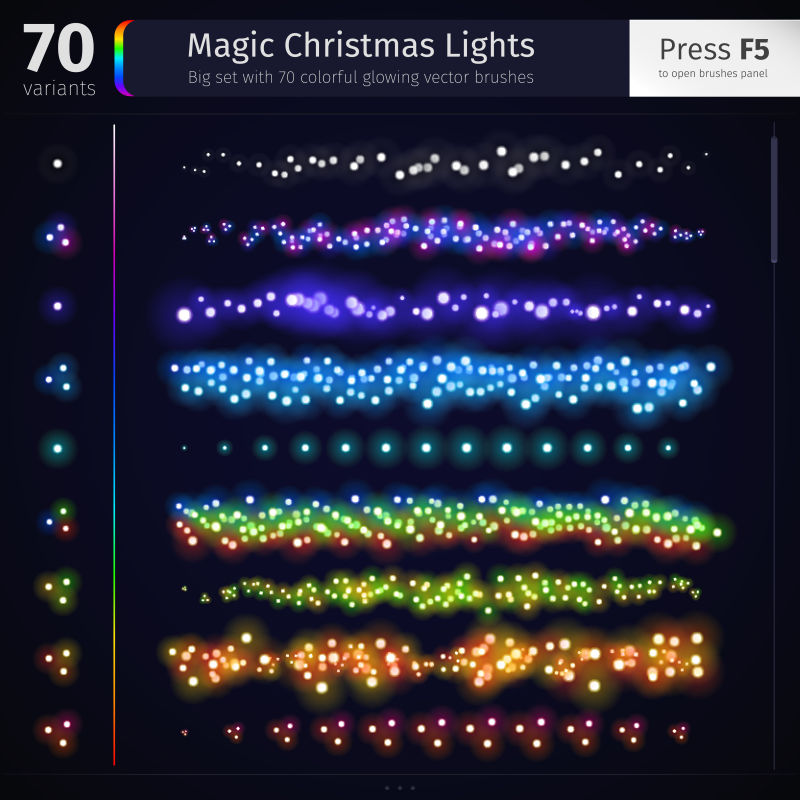 彩色发光圣诞灯矢量图