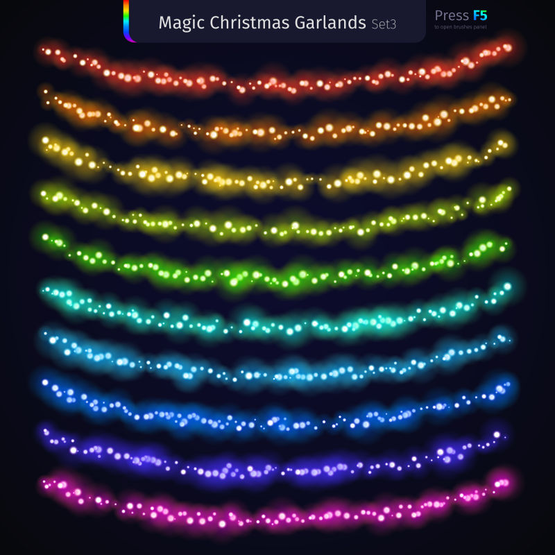 魔法圣诞小彩灯矢量图