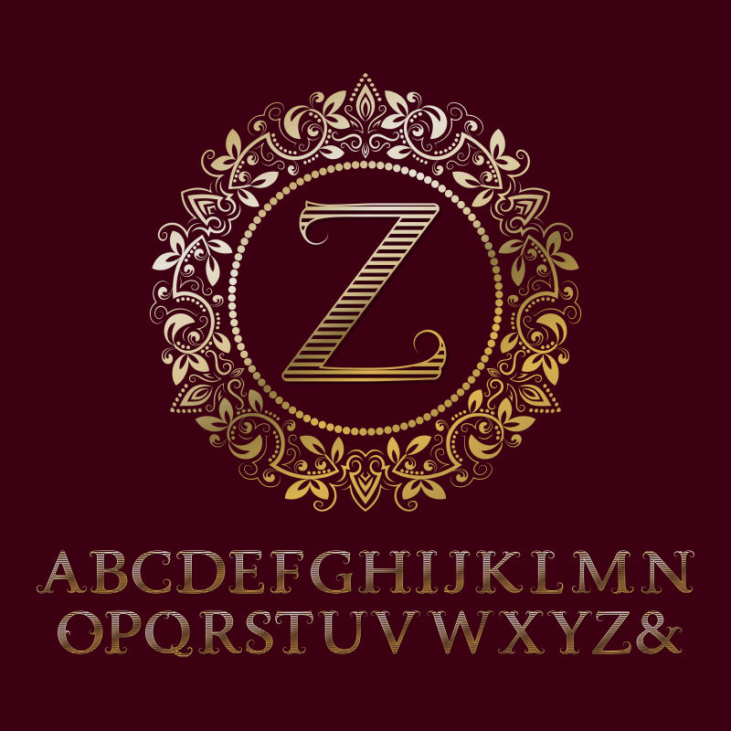创意金色花纹字母Z设计矢量