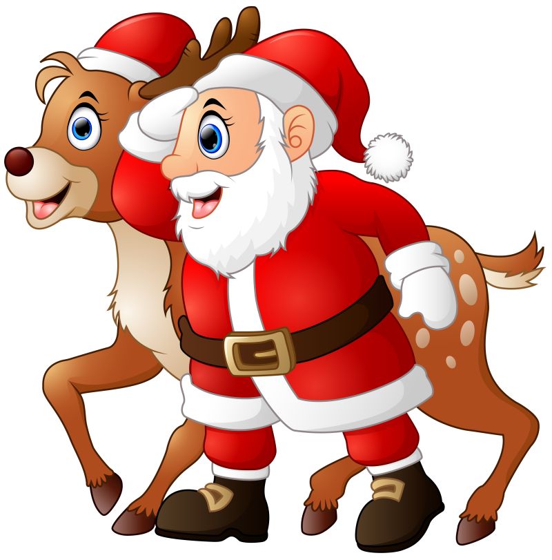 矢量的圣诞老人和驯鹿插图