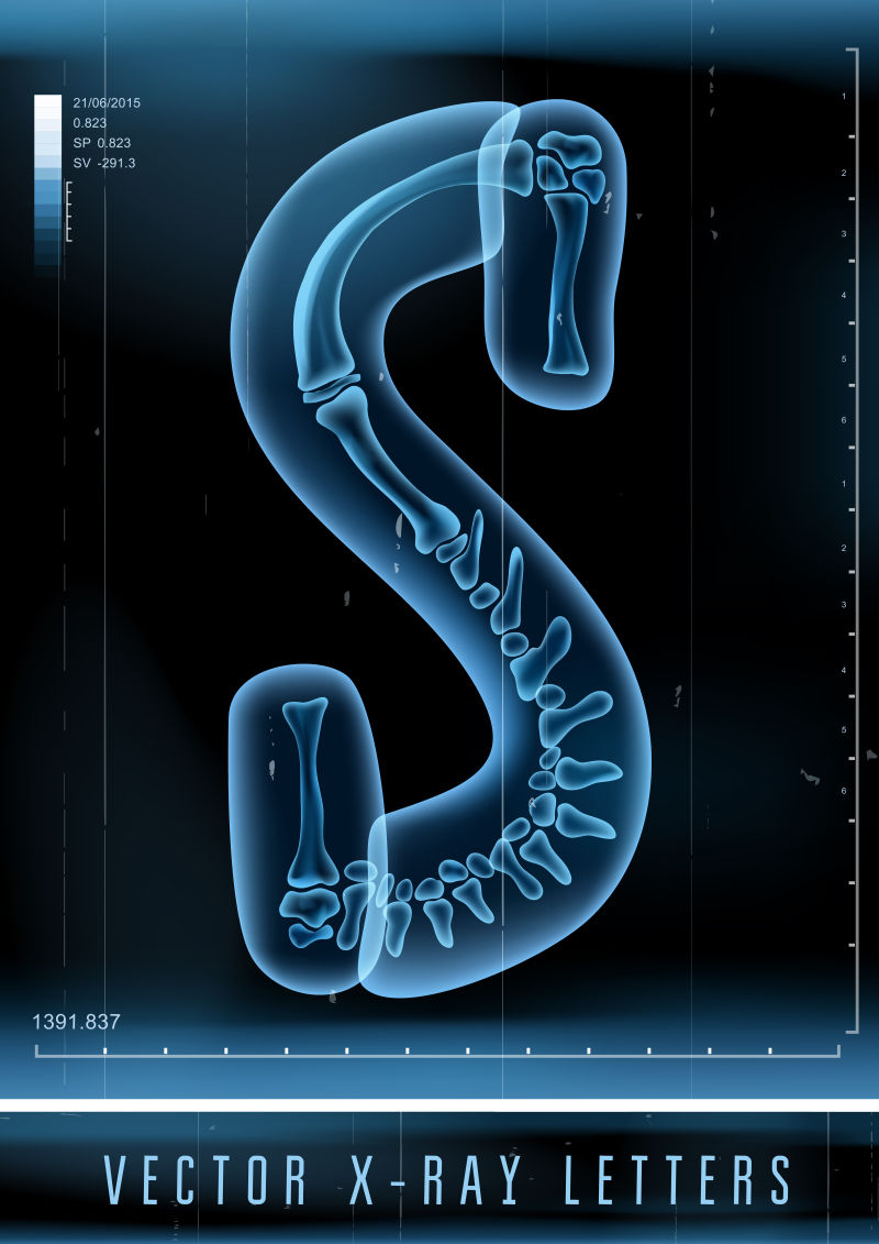 矢量3DX射线透明字母S