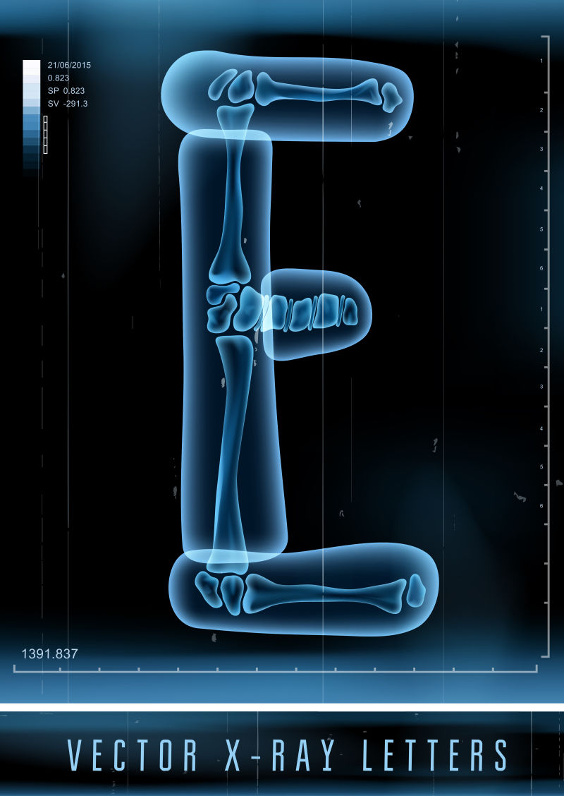 矢量3DX射线透明字母E