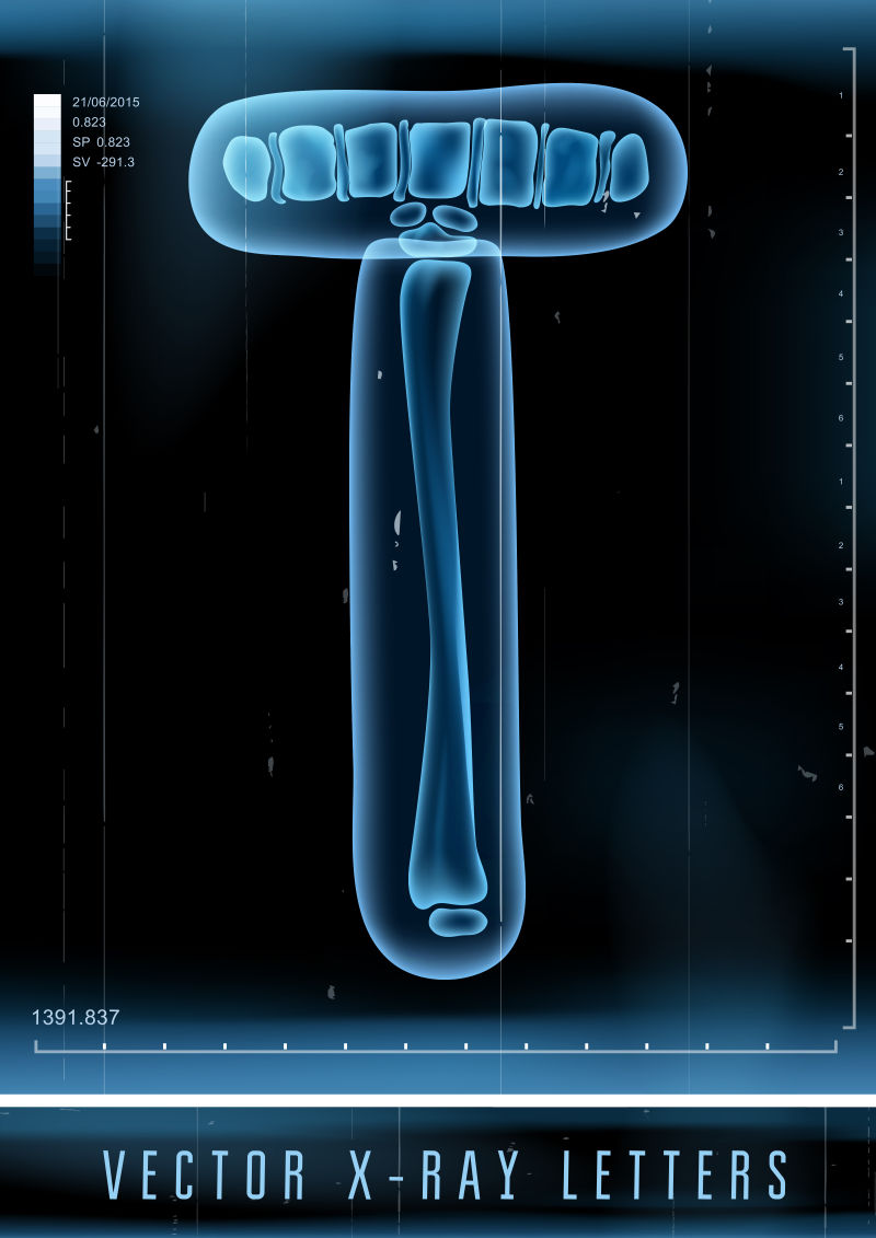 矢量3DX射线透明字母T