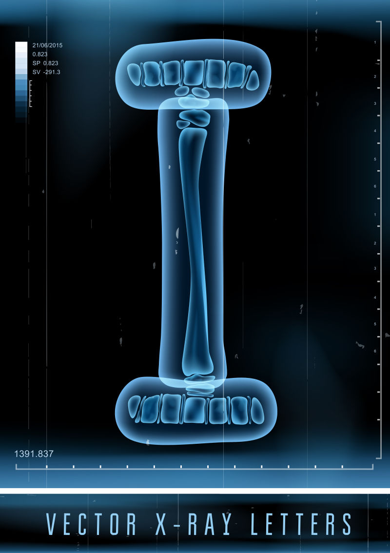 矢量3DX射线透明字母I