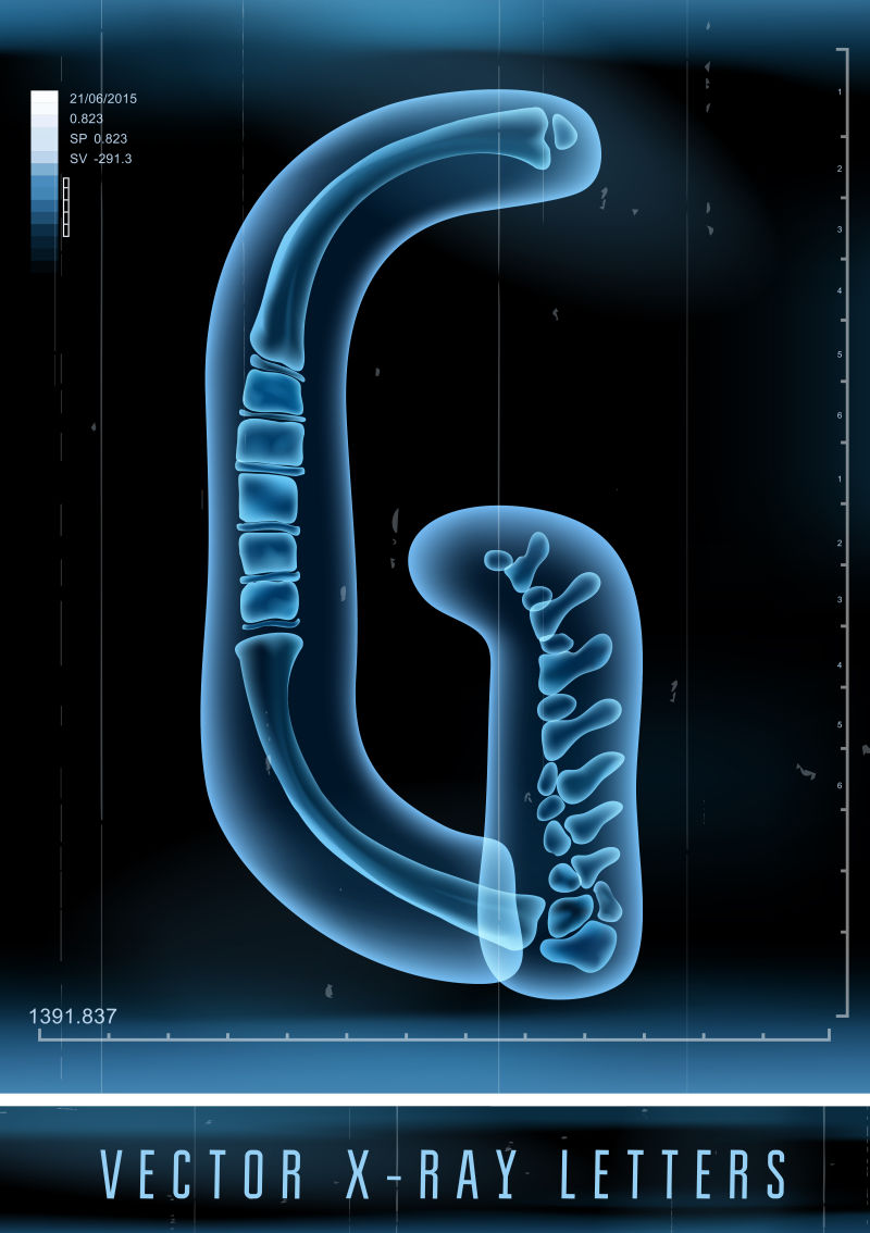 矢量3DX射线透明字母G