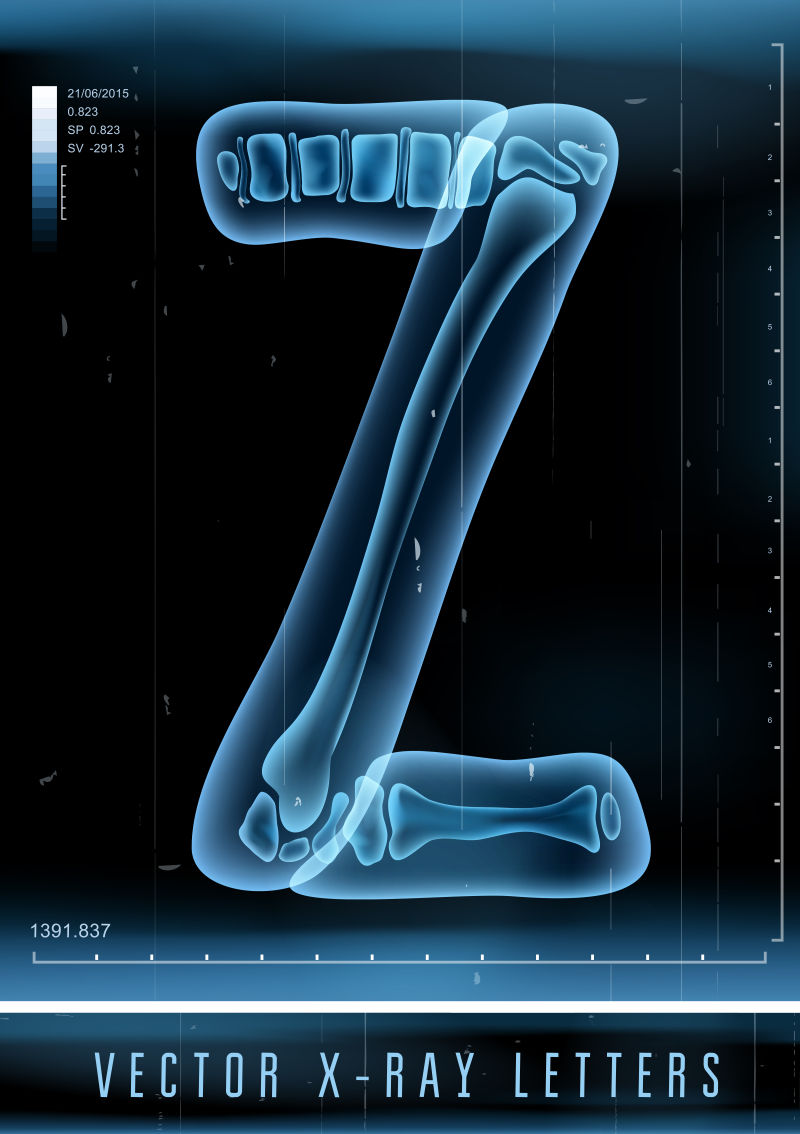 蓝色的字母X射线矢量字母Z