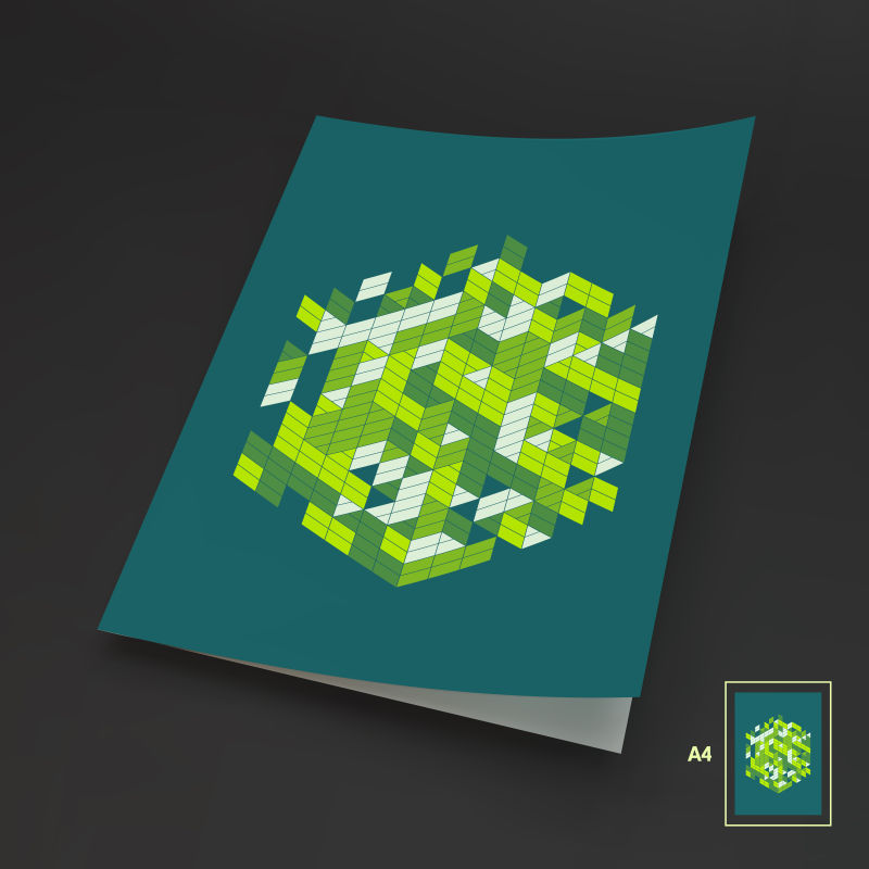 绿色抽象图案书本矢量封面