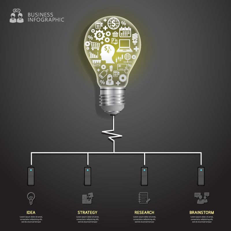 创意灯泡概念信息图表矢量插图