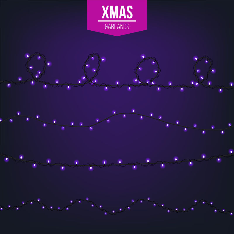 矢量的紫色圣诞灯带