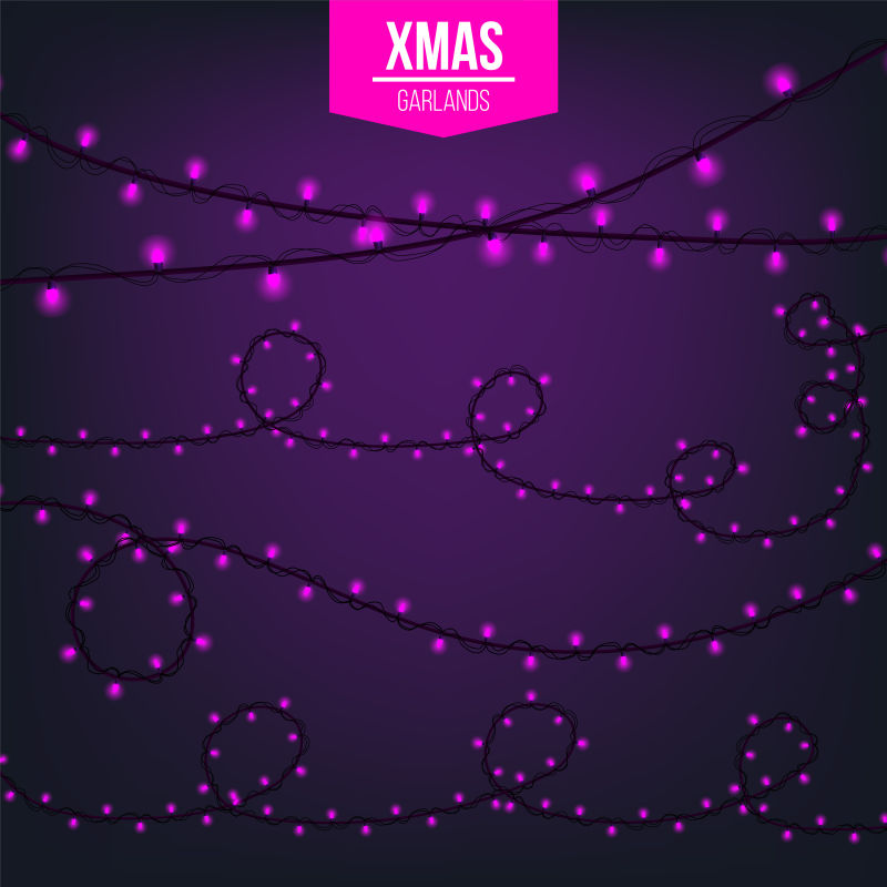 粉色圣诞灯带矢量背景设计