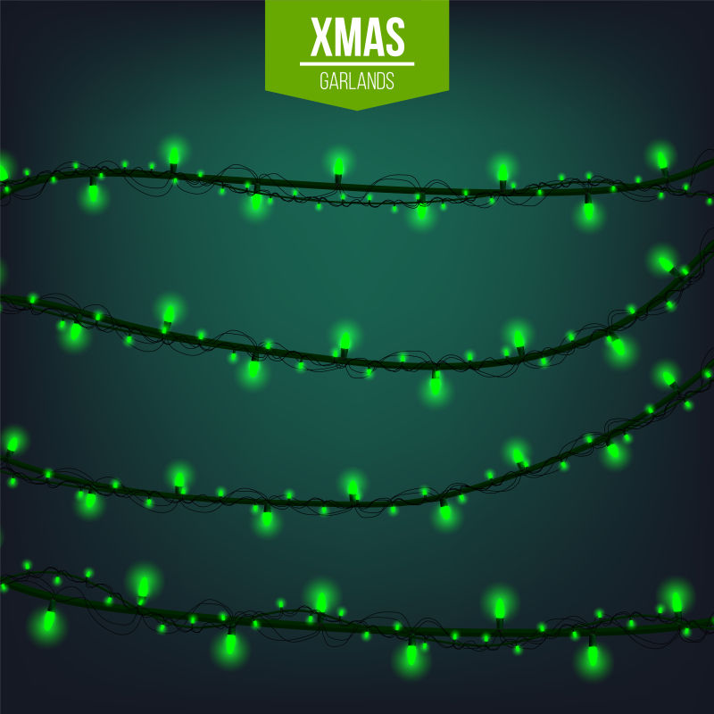 绿色圣诞灯带矢量设计