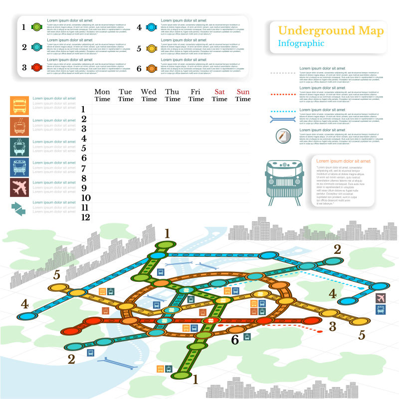 矢量城市交通信息图表