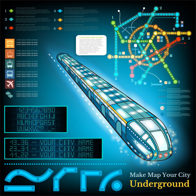 地铁和地图的地铁线路矢量图