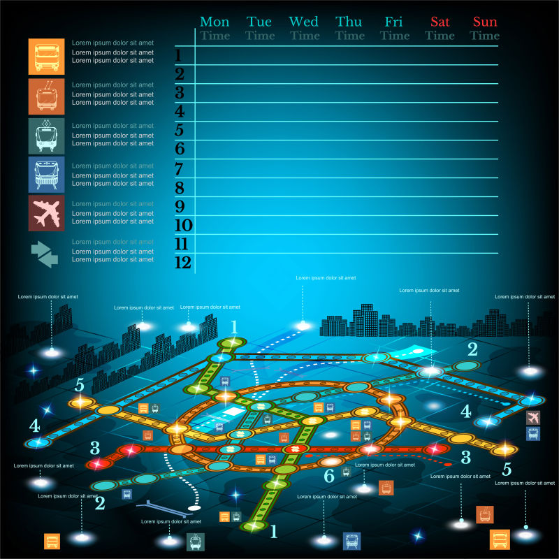 城市地铁交通矢量图