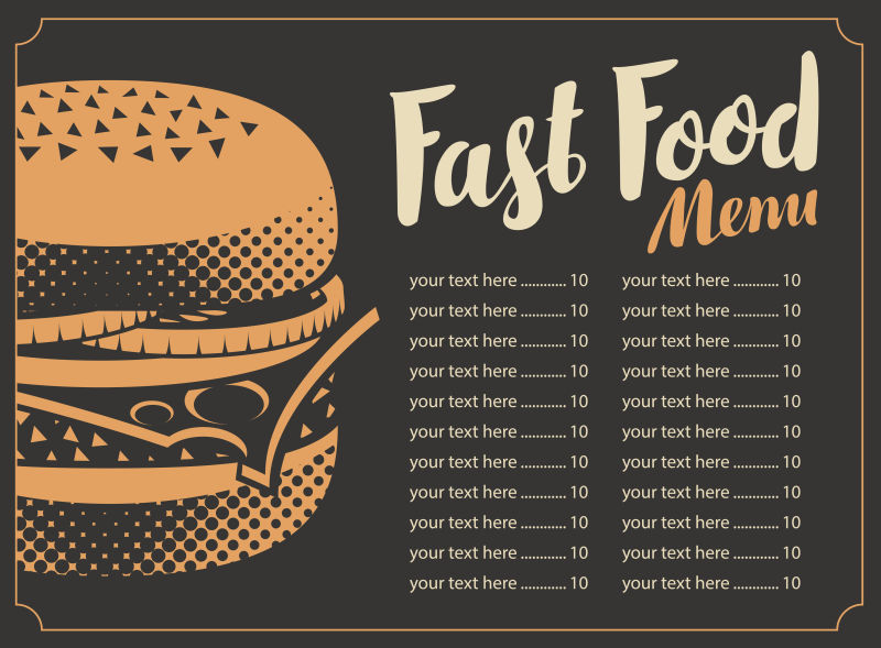矢量快餐菜单宣传海报设计
