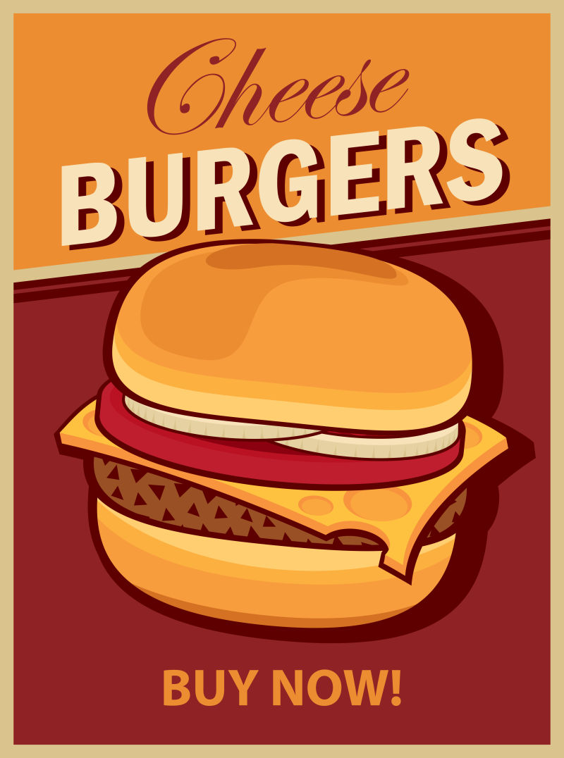 矢量汉堡包宣传海报设计