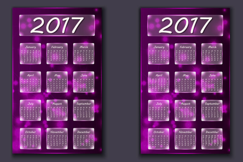 矢量紫色两个背景的日历