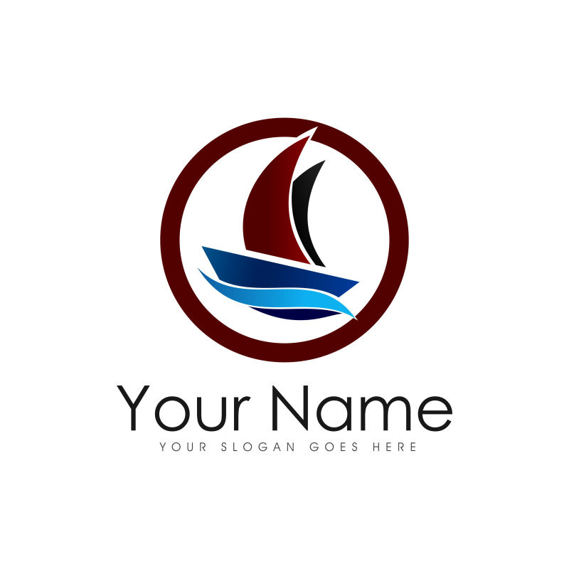 矢量彩色船logo设计