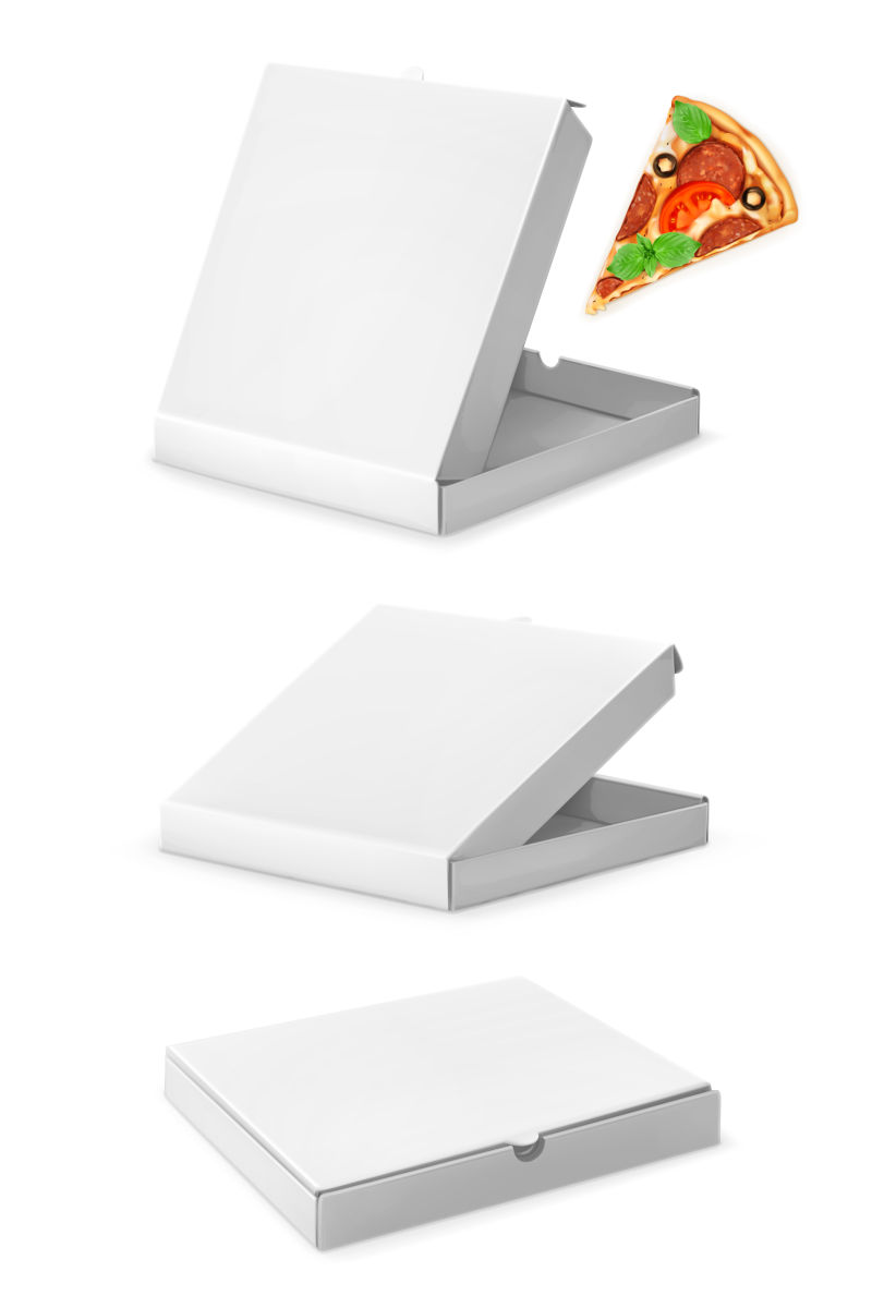 白色比萨盒矢量插图