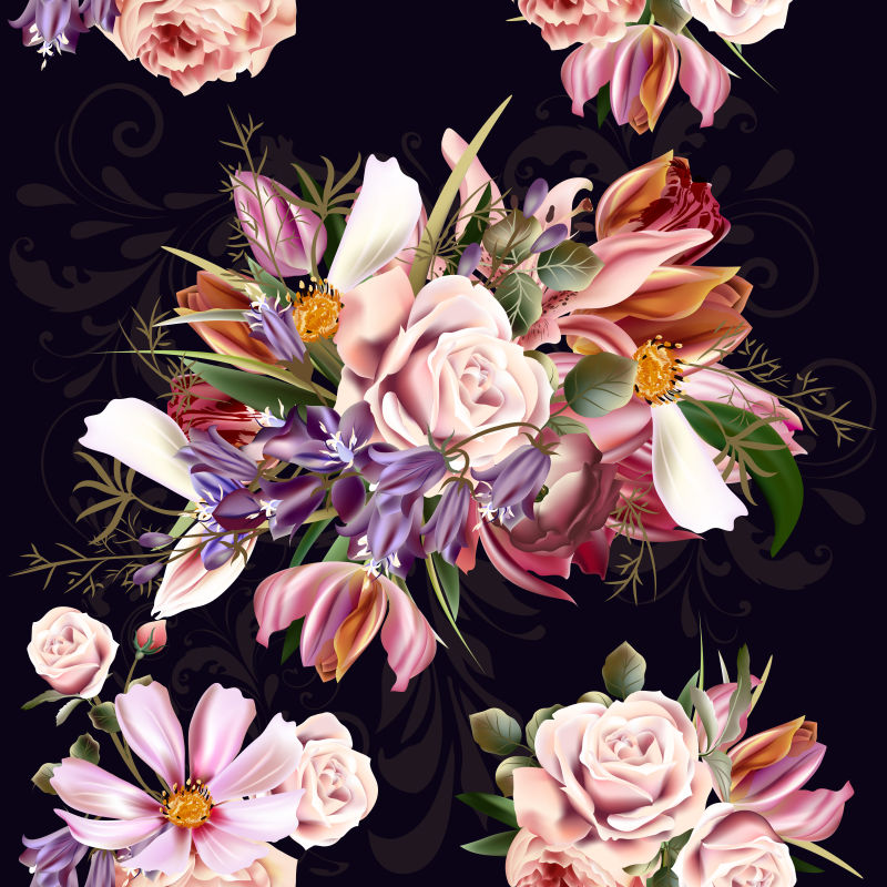 创意矢量古典装饰花卉设计背景