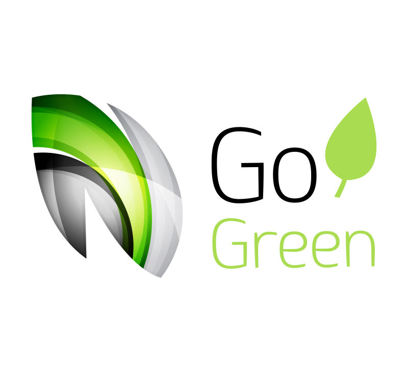 抽象矢量生态绿叶标志设计