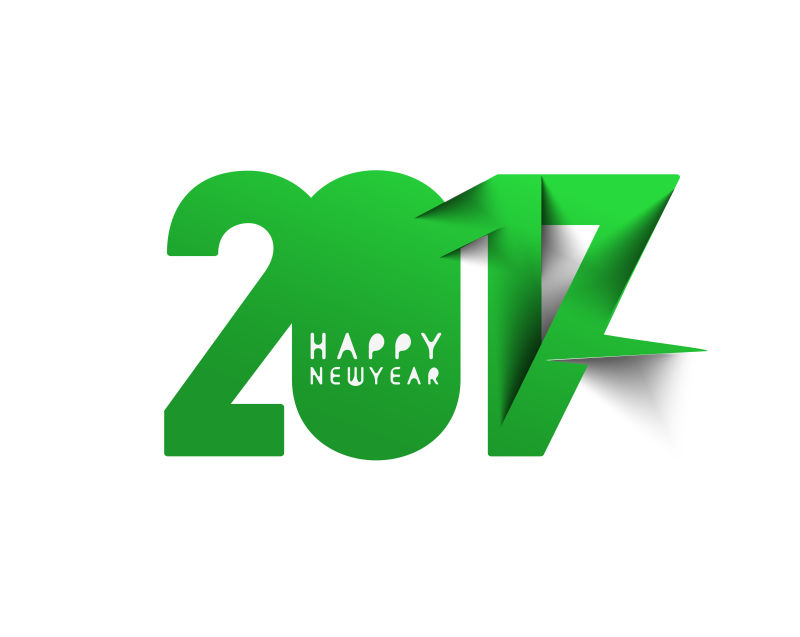 绿色2017新年快乐数字字体设计矢量