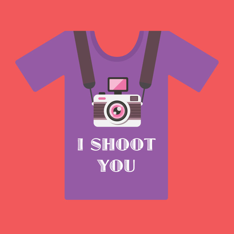 紫色衣服上的复古相机矢量