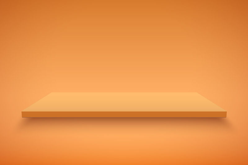 橙色背景下的橙色平台灯箱矢量图