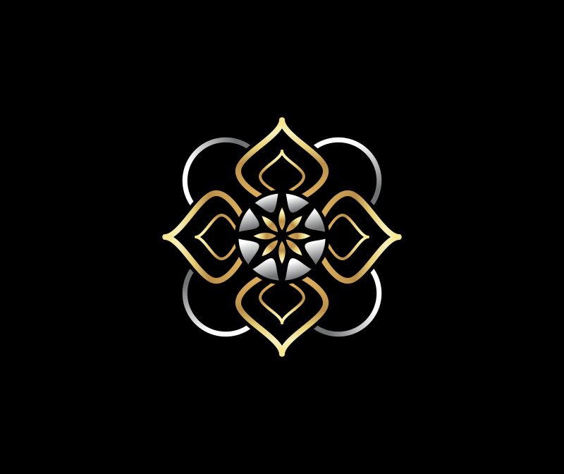 矢量金色四边形花纹创意logo设计