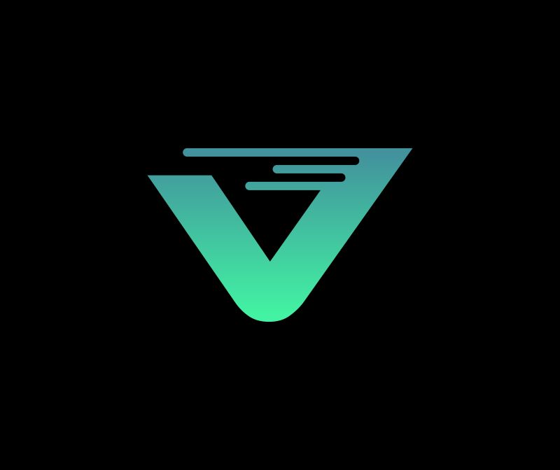 矢量绿色和黑色创意V标志设计