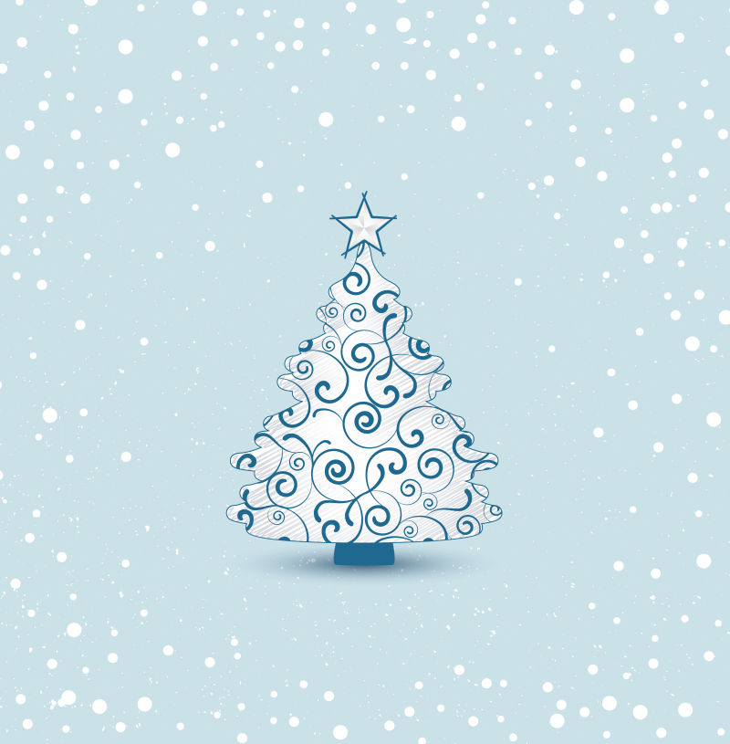 创意圣诞树和雪花矢量图