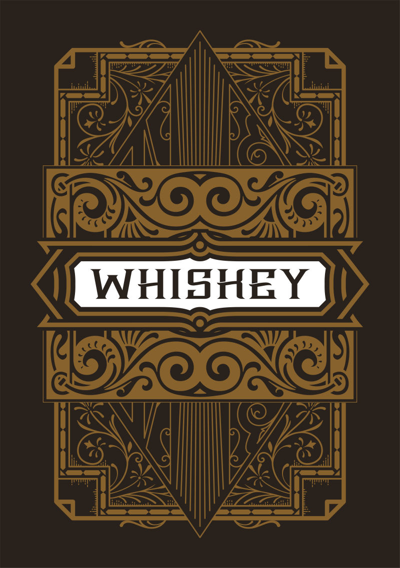 矢量复古金色威士忌标签设计