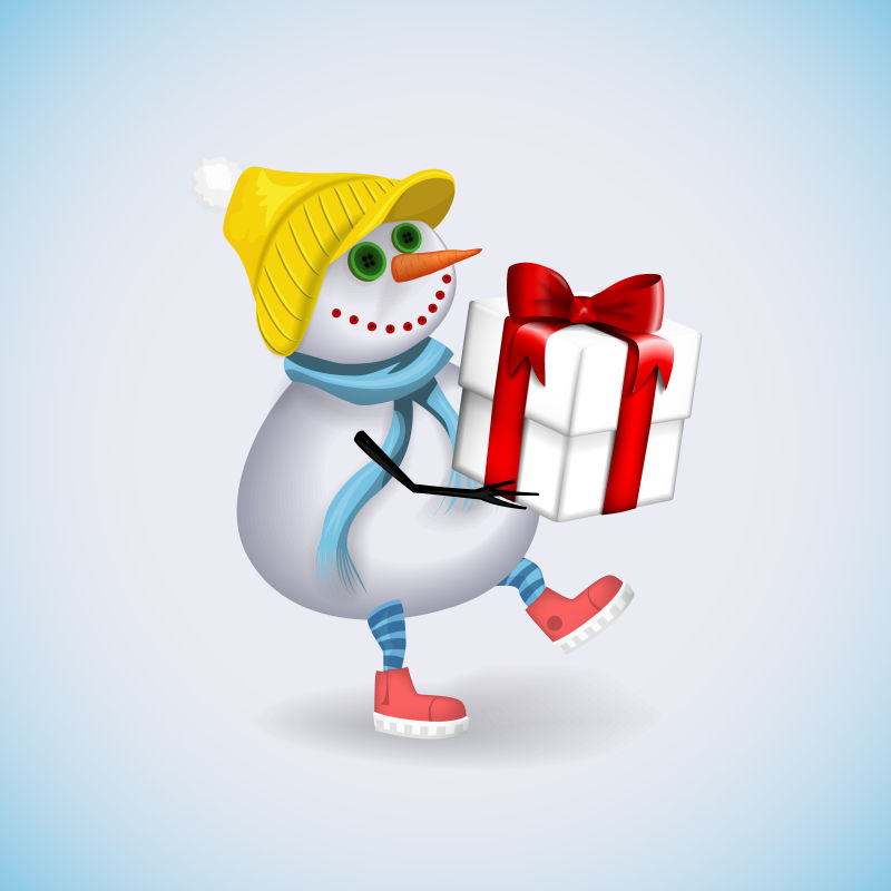 抽象矢量带礼物的雪人插图