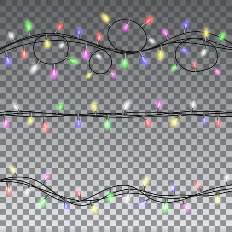 矢量抽象彩色圣诞灯光设计元素