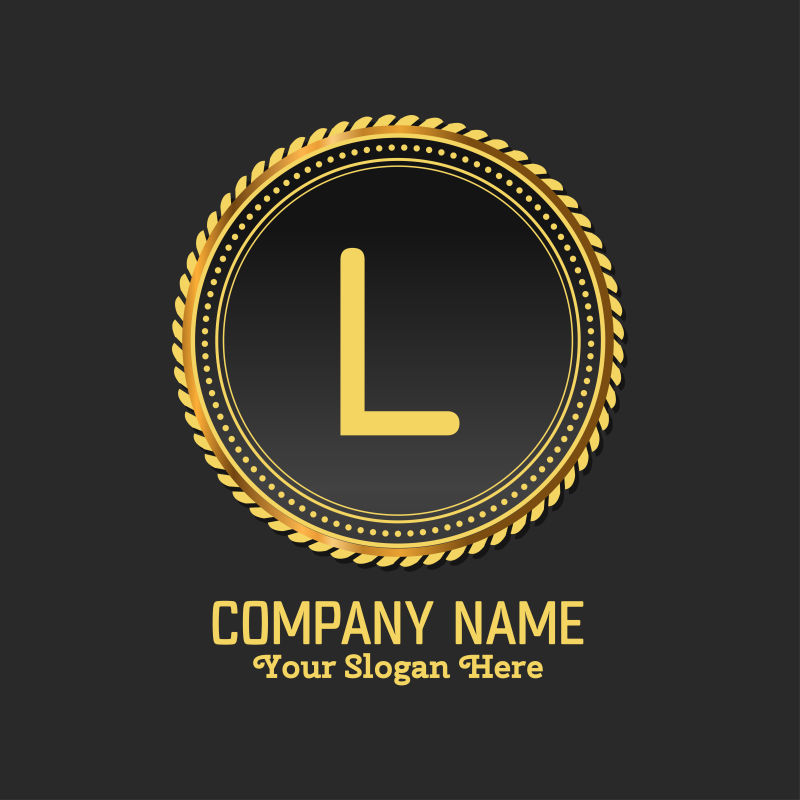 创意矢量字母l的金色公司标志设计