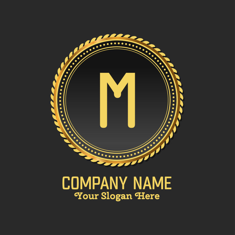 矢量金色字母m的标志设计