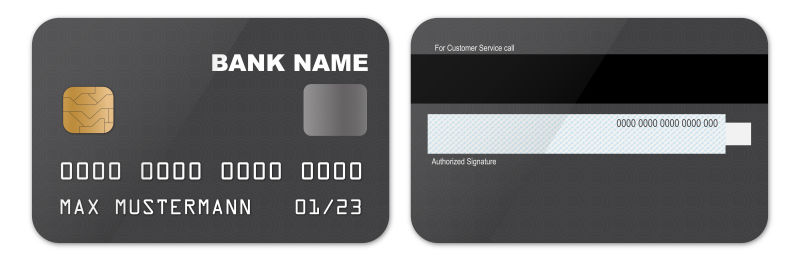 矢量灰色信用卡正面及背面设计