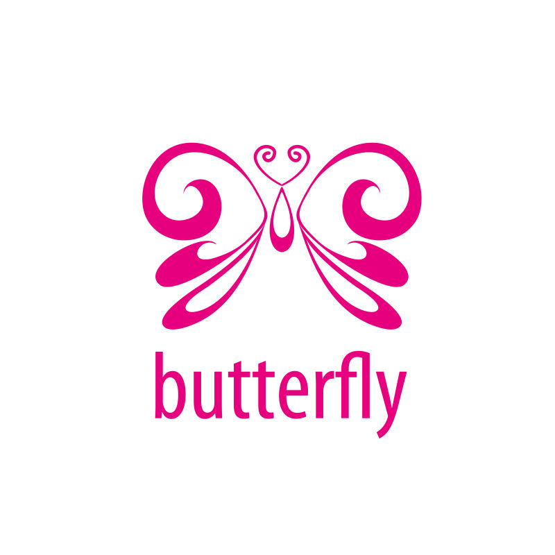 粉色螺旋状蝴蝶标志矢量创意logo设计