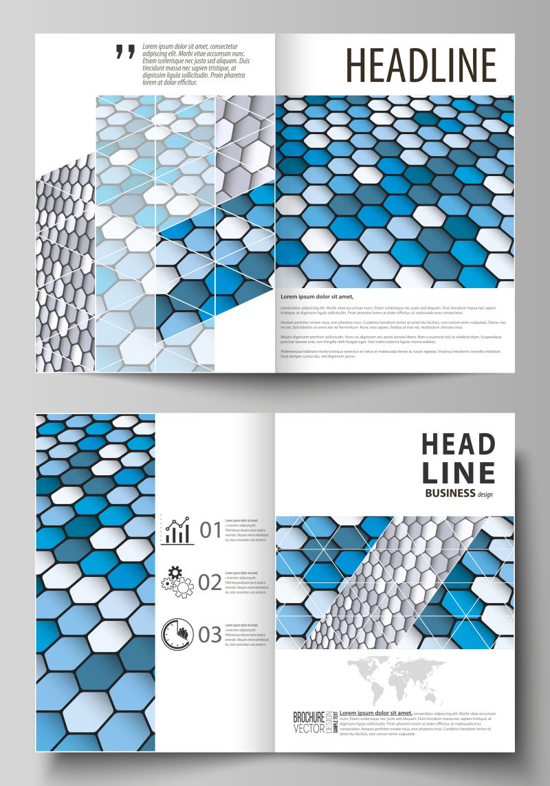 矢量蓝色六边形元素的现代宣传封面设计