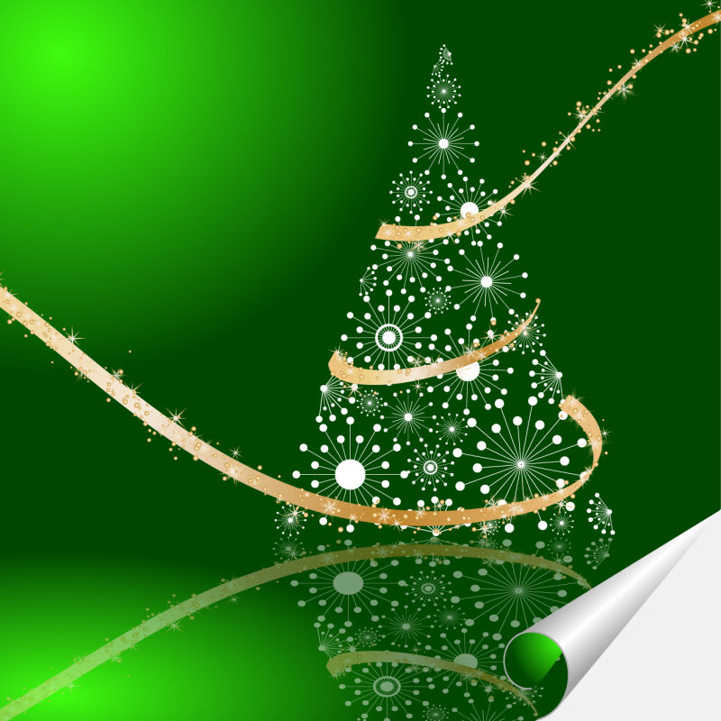 矢量创意绿色背景圣诞树装饰