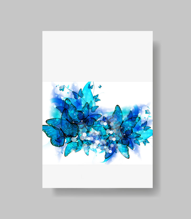 创意矢量蓝色花卉元素的书刊封面设计