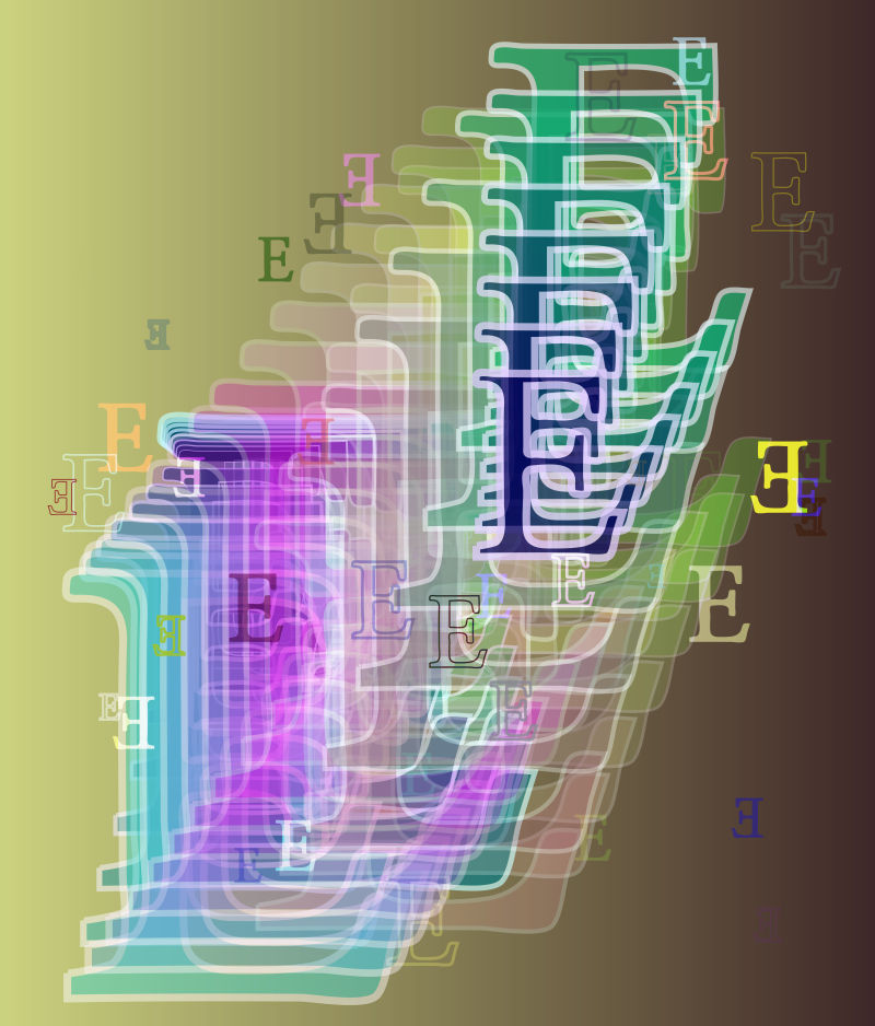 抽象叠影字母E矢量背景