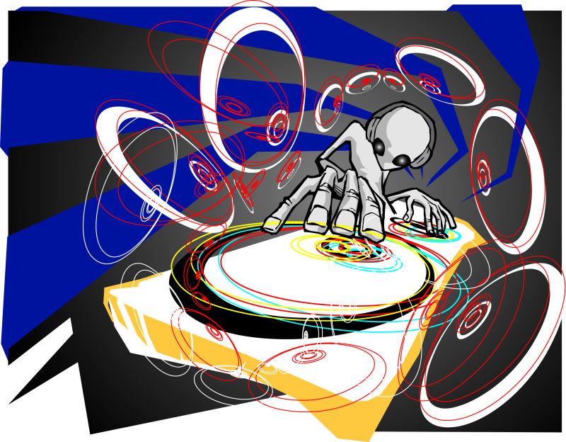 几何元素的DJ师卡通形象矢量
